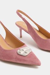 LTS Pink Hammered Slingback Heels In Standard Fit | Long Tall Sally 4
