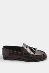 LTS Dark Red Patent Tassel Flat Loafers | Long Tall Sally 2
