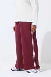 LIMITED COLLECTION Plus Size Burgundy Red Side Stripe Wide Leg Trousers | Yours Clothing 3