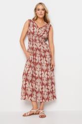 LTS Tall Women's Rust Orange Aztec Print V-Neck Midaxi Dress | Long Tall Sally 2