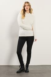 LTS Tall Ivory White Cable Knit Frill Jumper | Long Tall Sally 2