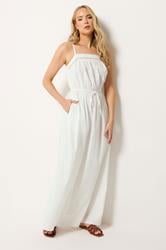 LTS Tall Women's White Tie Waist Cotton Maxi Dress | Long Tall Sally 3