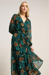 LTS Tall Dark Green Floral Chiffon Dobby Dress | Long Tall Sally 2