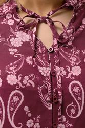 LTS Tall Dark Pink Paisley Button Tie Blouse | Long Tall Sally 4