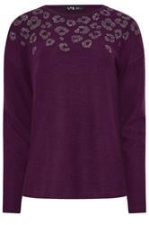 LTS Tall Purple Soft Touch Animal Embellished Jumper | Long Tall Sally 1