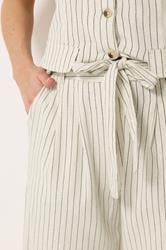 LTS Tall Women's Ivory White Pinstripe Linen Wide Leg Trousers | Long Tall Sally 5