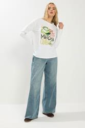 LTS Tall White 'Matcha Club' Slogan Long Sleeve T-Shirt | Long Tall Sally 2