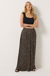LTS Tall Women's Brown Leopard Print Pleated Maxi Skirt | Long Tall Sally 3