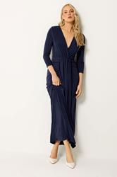 LTS Tall Women's Navy Blue Drape Wrap Maxi Dress | Long Tall Sally 3