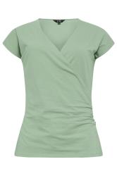 LTS Tall Women's Sage Green Short Sleeve Wrap Top | Long Tall Sally 6