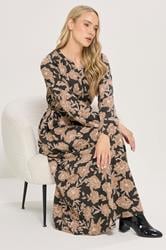 LTS Tall Brown Floral Belted Maxi Dress | Long Tall Sally 4