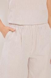 LTS Tall Women's Camel Brown Stripe Cotton Wide Leg Trousers | Long Tall Sally 5