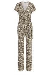 LTS Tall Chocolate Brown Zebra Wrap Jumpsuit