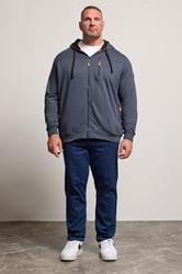 D555 Big & Tall Navy Blue Marl Zip Through Hoodie | BadRhino 2