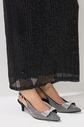 LTS Black Diamante Sparkle Slingback Heels In Standard Fit | Long Tall Sally 1