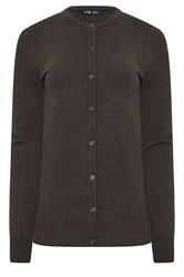LTS Tall Chocolate Brown Crew Neck Button Cardigan