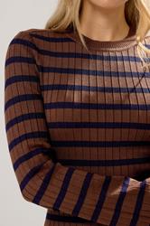 LTS Tall Chocolate Brown Striped Ribbed Jumper | Long Tall Sally 4