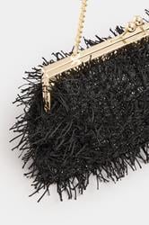 Black Eyelash Clutch Bag | Yours Clothing 6