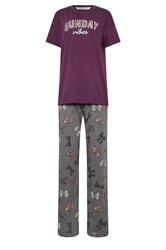 LTS Tall Burgundy Red Leopard 'Sunday Vibes' Slogan Pyjama Set | Long Tall Sally 5