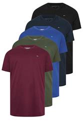 BadRhino Big & Tall Black/Red/Green/Blue/Navy Blue 5 Pack Extra Long V-Neck T-Shirts