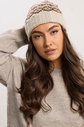 Natural Brown Fairisle Beanie Hat | Yours Clothing 1