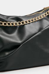 Black Ruched Chain Detail Shoulder Bag | Yours Clothing 4