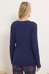 LTS Tall Blue Cotton Waffle Pyjama Top | Long Tall Sally 3