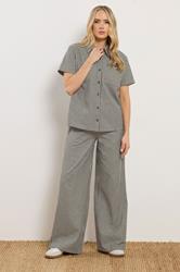 LTS Tall Women's Set Olive Green Stripe Button Cotton Shirt & Trousers | Long Tall Sally 3