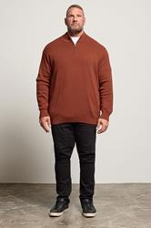 BadRhino Big & Tall Henna Red Milano Quarter Zip Jumper | BadRhino 2