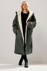 LTS Tall Khaki Green Waterproof Fleece Lined Robe | Long Tall Sally 1