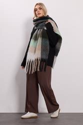 Green Checked Soft Touch Scarf | Yours Clothing 2