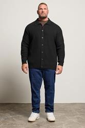 BadRhino Big & Tall Black Long Sleeve Knitted Shirt | BadRhino 3