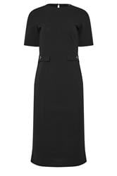 LTS Tall Black Scuba Button Formal Midi Dress | Long Tall Sally 1