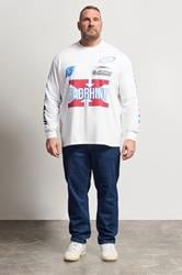 BadRhino Big & Tall White Long Sleeve Racing Graphic T-shirt | BadRhino 1