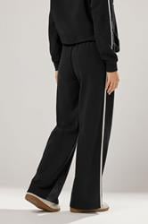 LTS Tall Black Pipe Detail Wide Leg Joggers | Long Tall Sally 3