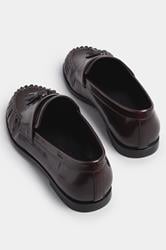 LTS Dark Red Patent Tassel Flat Loafers | Long Tall Sally 3