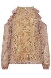 STAR Natural Brown Animal Cold Shoulder Top | Yours Clothing 5
