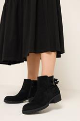 Black Double Buckle Chelsea Boots In Wide E Fit | Yours Clothing 1