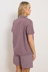 LTS Tall Women's Set Burgundy Red Stripe Cotton Shirt & Shorts | Long Tall Sally 4