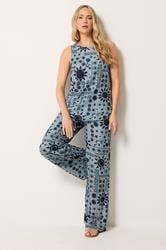 LTS Tall Women's Set Blue Coastal Print Top & Wide Leg Trousers | Long Tall Sally 3