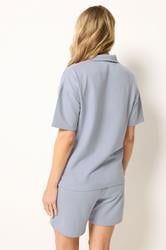 LTS Tall Women's Blue Quarter Zip Short Sleeve Cotton Sweatshirt | Long Tall Sally 2