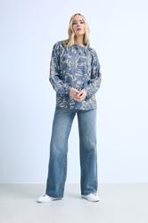 LTS Tall Women's Cream & Blue Placket Raglan Blouse | Long Tall Sally 2