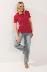 LTS Tall Women's Red Lace Up Collared T-Shirt | Long Tall Sally 1