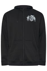 BadRhino Big & Tall Black Skull Military Zip Through Hoodie | BadRhino 1
