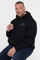 JACK & JONES Big & Tall Black Chest Print Logo Hoodie | BadRhino 2