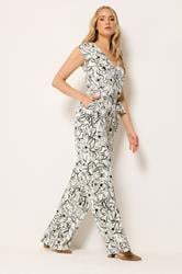 LTS Tall White Abstract Floral Print Jumpsuit | Long Tall Sally 1