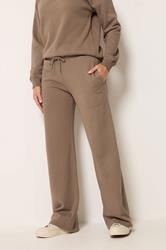 LTS Tall Women's Mocha Brown Embroidered Wide Leg Joggers | Long Tally Sally 1