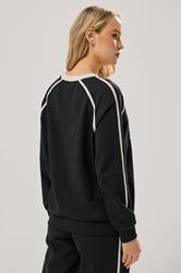 LTS Tall Black 'Cote d'Azur' Slogan Pipe Detail Sweatshirt | Long Tall Sally  3