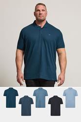 BadRhino Big & Tall 5 PACK Navy Blue & Light Blue Polo Shirts | BadRhino 1