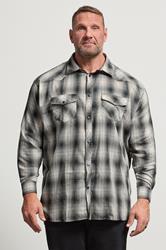 KAM Big & Tall Charcoal Grey Long Sleeve Check Shirt | BadRhino 1
